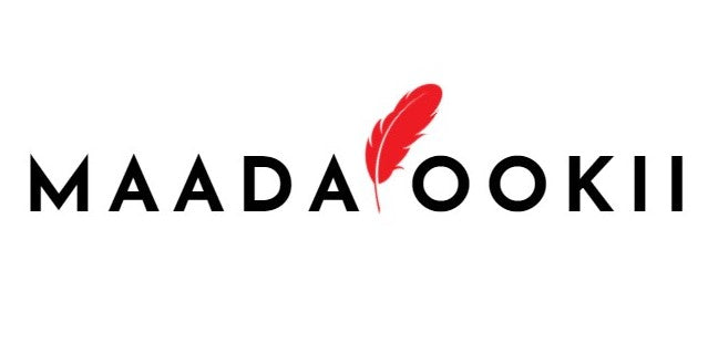 Maada'ookii logo with red feather.