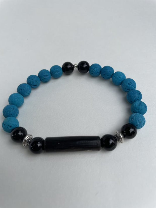 Bracelet - Buffalo Horn w/Lava Stone